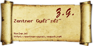 Zentner Győző névjegykártya